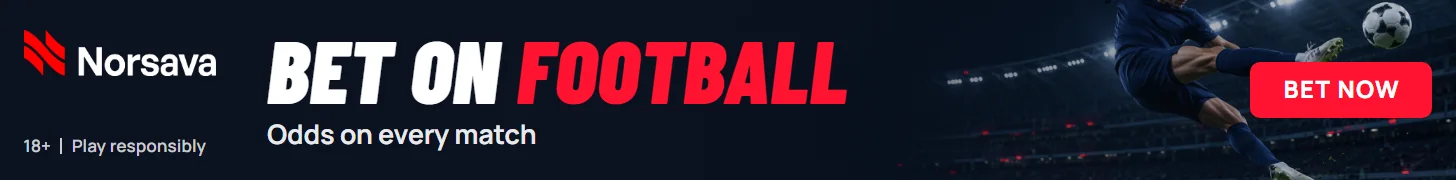 Football banner: Bet on football. Odds on every match. Bet now.
