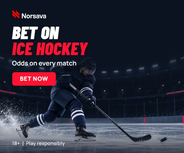 Ice hockey banner: Bet on ice hockey. Odds on every match. Bet now.