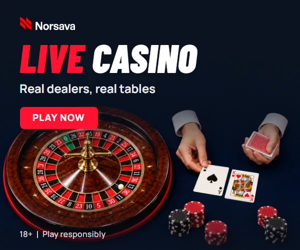 Live casino banner: Real dealers, real tables.